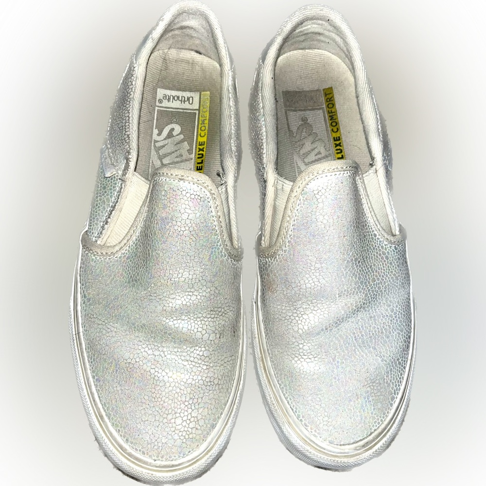 Woman’s Vans Asher Deluxe Iridescent Ortholite Snake Skin Slip-on Vans 🌵7